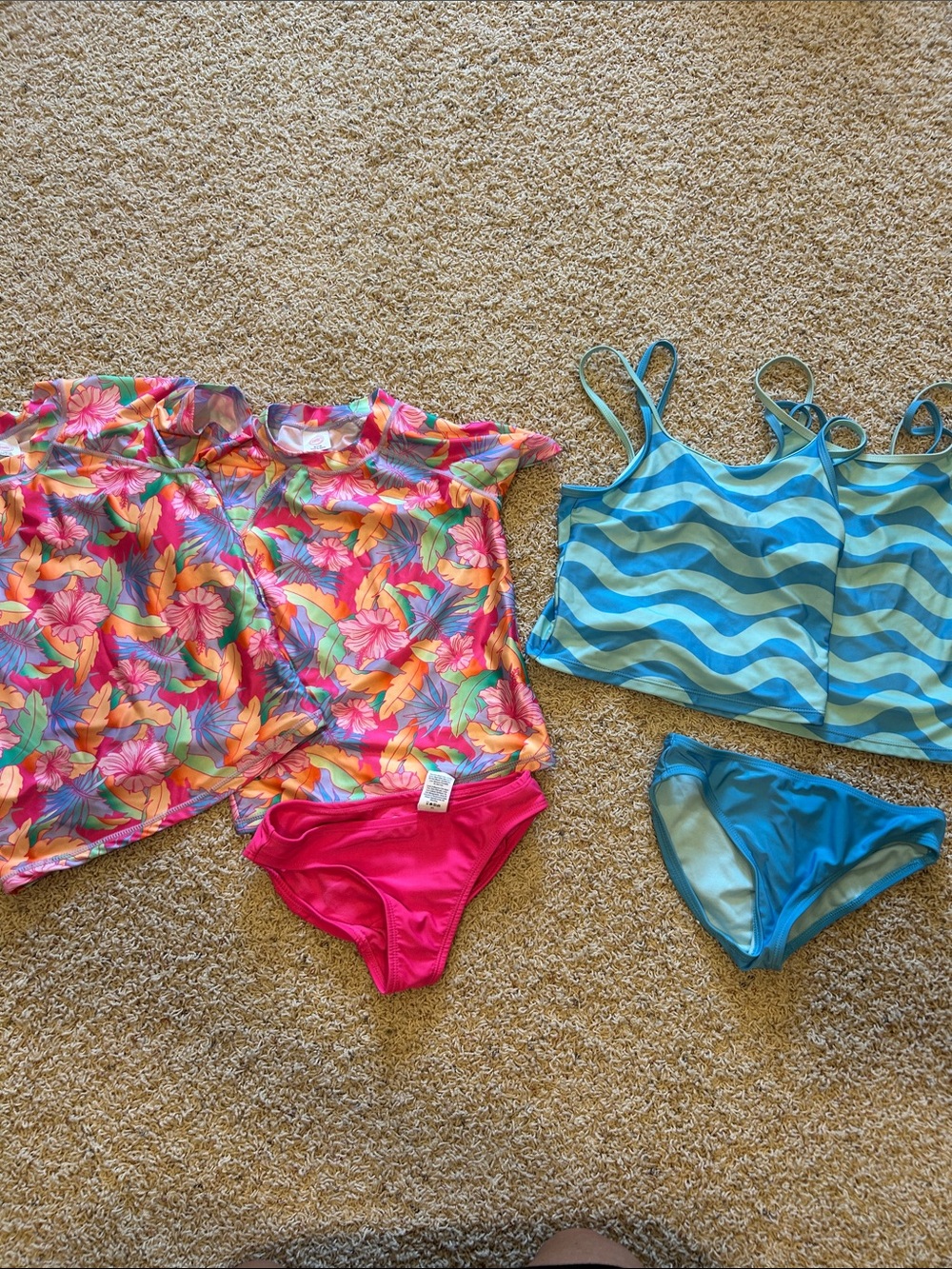 Two Size 7/8 swim sets with extra size 10/12 top